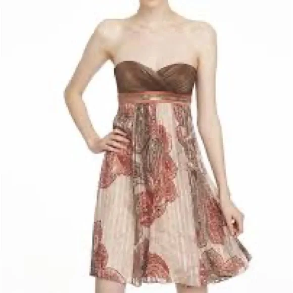 bcbg brown strapless dress Sequin Strapless Gown Gold / 14